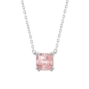 14K WHITE GOLD 1.00CT CUSHION PINK DIAMOND LADIES PENDANT