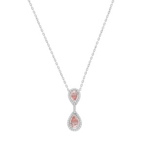 LADIES NECKLACE 2 3/4CT ROUND/PEAR DIAMOND 14K WHITE GOLD