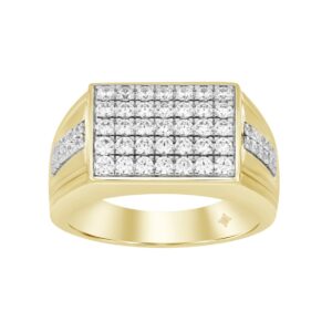 MEN'S RING 1CT ROUND DIAMOND 14K YELLOW GOLD