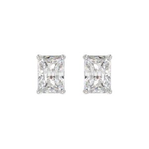 14K WHITE GOLD 4CT RADIANT DIAMOND LADIES SOLITAIRE EARRINGS