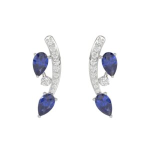 14K WHITE GOLD 1.00CT ROUND/PEAR DIAMOND LADIES EARRINGS (PEAR GREEN DIAMOND 7/8CT)