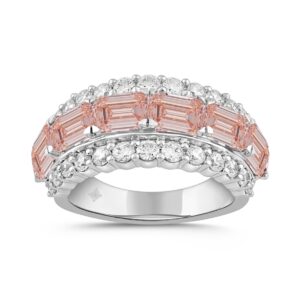 LADIES RING 4CT ROUND/RADIANT DIAMOND 14K WHITE GOLD