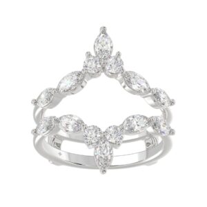 LADIES ENHANCERS RING 1 1/4CT ROUND/MARQUISE DIAMOND 14K WHITE GOLD