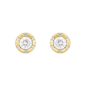 14K YELLOW GOLD 3/4CT ROUND DIAMOND LADIES EARRINGS