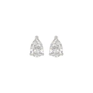 LADIES SOLITAIRE EARRINGS 1CT PEAR DIAMOND 14K WHITE GOLD