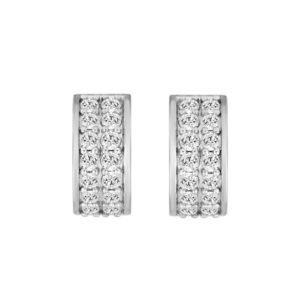 10K WHITE GOLD 1.00CT ROUND DIAMOND HOOPS EARRINGS