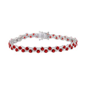 14K WHITE GOLD 9.00CT BAGUETTE/ROUND RUBY DIAMOND LADIES BRACELET (ROUND RUBY 7 3/4CT)