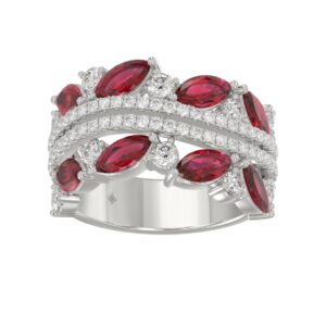 14K WHITE GOLD 2.00CT ROUND/MARQUISE DIAMOND LADIES RING (RUBY DIAMOND 1 1/2CT)