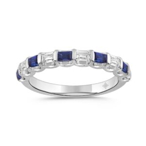 14K WHITE GOLD 1/2CT EMERALD DIAMOND LADIES BAND