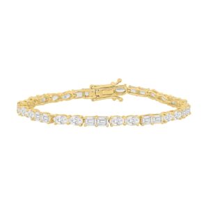 LADIES BRACELET 9 1/2CT EMERALD/OVAL DIAMOND 14K YELLOW GOLD