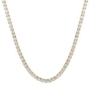 LADIES TENNIS NECKLACE 9 1/2CT ROUND DIAMOND 14K YELLOW GOLD