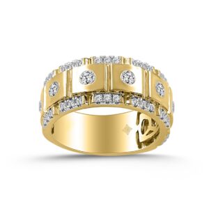 MEN'S BAND 1CT ROUND DIAMOND 14K YELLOW GOLD