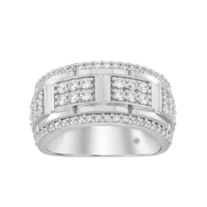 MEN'S RING 1 1/4CT ROUND DIAMOND 14K WHITE GOLD