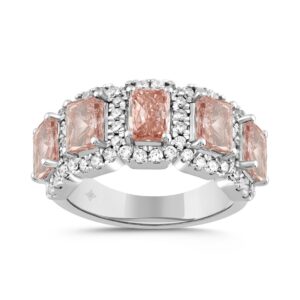 LADIES RING 3CT ROUND/RADIANT DIAMOND 14K WHITE GOLD