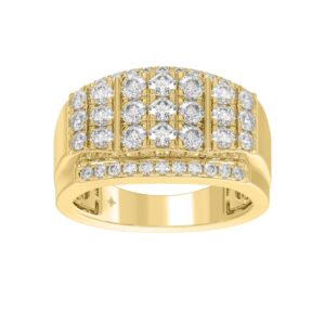 MEN'S RING 2.00CT ROUND DIAMOND 14K YELLOW GOLD