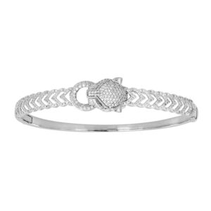 LADIES BANGLE 1.00CT ROUND DIAMOND 14K WHITE GOLD
