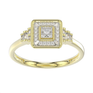 LADIES RING 0.25CT ROUND/BAGUETTE DIAMOND 14K YELLOW GOLD