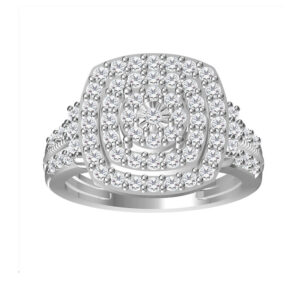 LADIES RING 1.00CT ROUND DIAMOND 14K WHITE GOLD