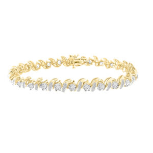 LADIES BRACELET 3.00CT ROUND/BAGUETTE DIAMOND 14K YELLOW GOLD