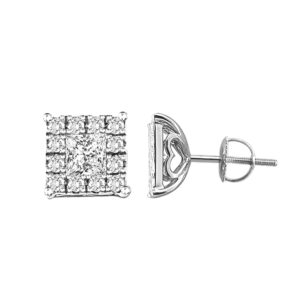 LADIES EARRINGS 0.25CT ROUND/PRINCESS DIAMOND 10K WHITE GOLD