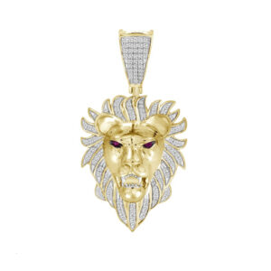 MEN'S PENDANT 0.20CT ROUND DIAMOND 14K YELLOW GOLD