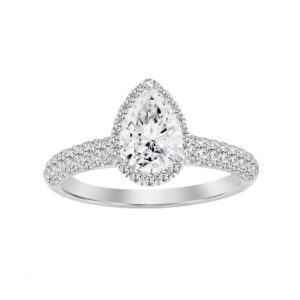 LADIES RING 1.25CT ROUND/PEAR DIAMOND 14K WHITE GOLD(SI QUALITY) (CENTER STONE 4 CT PEAR DIAMOND)