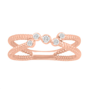 LADIES  BAND 0.08CT ROUND DIAMOND 14K ROSE GOLD