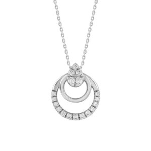 LADIES PENDANT WITH CHAIN 0.13CT ROUND DIAMOND 14K WHITE GOLD