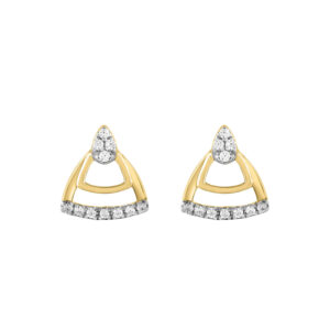 LADIES EARRINGS 0.13CT ROUND DIAMOND 14K YELLOW GOLD