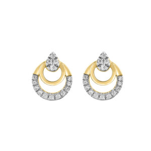 LADIES EARRINGS 0.13CT ROUND DIAMOND 14K YELLOW GOLD
