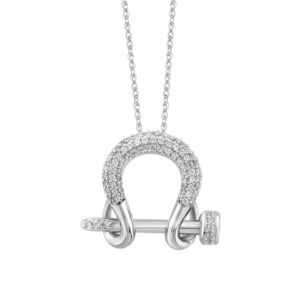 LADIES PENDANT WITH CHAIN 0.20CT ROUND DIAMOND 14K WHITE GOLD