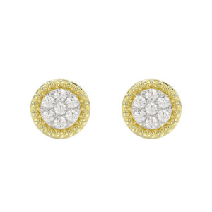 LADIES EARRINGS 0.20CT ROUND DIAMOND 14K YELLOW GOLD