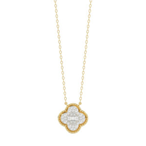 LADIES PENDANT 0.25CT ROUND/BAGUETTE DIAMOND 10K YELLOW GOLD