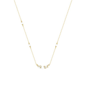 LADIES NECKLACE 0.16CT ROUND/PEARL DIAMOND 14K YELLOW GOLD