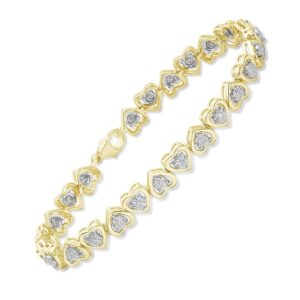 LADIES BRACELET 0.25CT ROUND DIAMOND YELLOW GOLD/STERLING SILVER