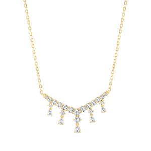LADIES NECKLACE 3CT ROUND/PEAR DIAMOND 14K YELLOW GOLD