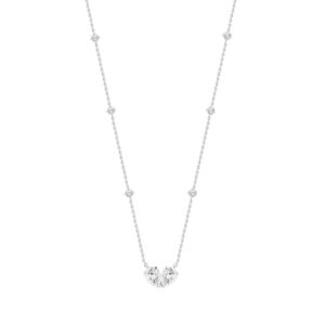 LADIES NECKLACES 2CT ROUND/PEAR DIAMOND 14K WHITE GOLD