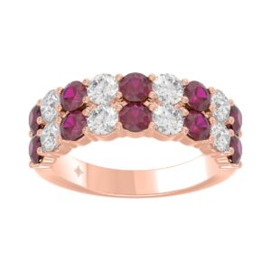 14K ROSE GOLD 2 3/8CT ROUND DIAMOND LADIES BAND (ROUND RUBY)