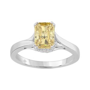 14K WHITE GOLD 1 5/8CT ROUND/YELLOW EMERALD DIAMOND LADIES RING (CENTER STONE YELLOW EMERALD DIAMOND 1 1/2CT)