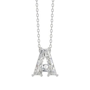 14K WHITE GOLD 1 5/8CT FANCY CUT ALPHABET DIAMOND LADIES PENDANT WITH CHAIN