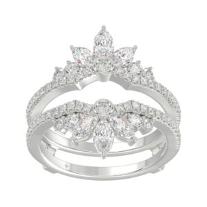 14K WHITE GOLD 1 1/4CT ROUND/MARQUISE DIAMOND LADIES RING