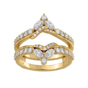 14K YELLOW GOLD 1.00CT ROUND/MARQUISE DIAMOND LADIES RING