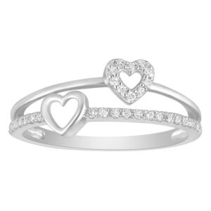 Ladies 0.05Ct Round Diamond Sterling Silver Ladies Ring White Cluster Halo Engagement Promise Ring For Her