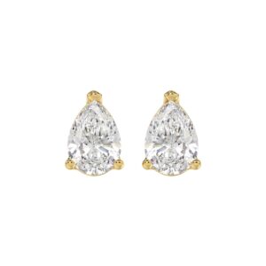LADIES SOLITAIRE EARRINGS 4.00CT PEAR DIAMOND 14K YELLOW GOLD