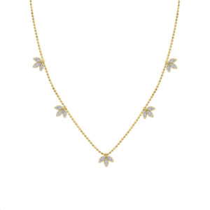 LADIES NECKLACE 0.30CT ROUND DIAMOND 14K YELLOW GOLD