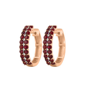 LADIES EARRINGS 1.88CT ROUND/RUBY DIAMOND 14K ROSE GOLD