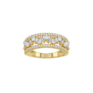 LADIES RING 0.75CT ROUND/BAGUETTE DIAMOND 14K YELLOW GOLD