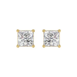 10K YELLOW GOLD 4.00CTCT PRINCESS DIAMOND LADIES SOLITAIRE EARRINGS