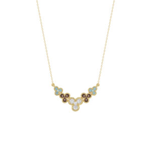 LADIES NECKLACE 0.33CT ROUND DIAMOND 14K YELLOW GOLD