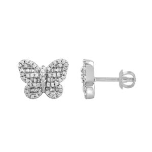 LADIES PENDANT 0.25CT WITH CHAIN ROUND/BAGUETTE DIAMOND 14K WHITE GOLD